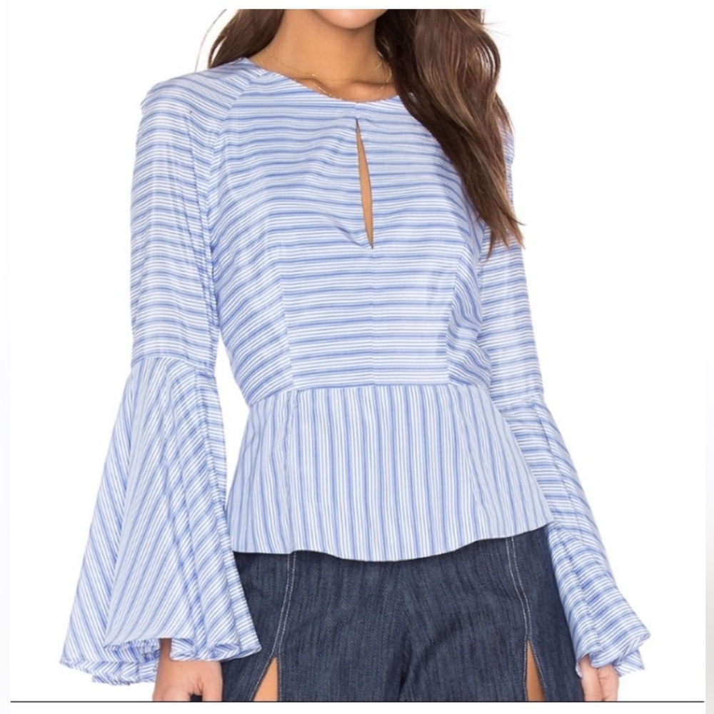 Milly Luna Silk Cotton Bell Sleeve Stripe Top